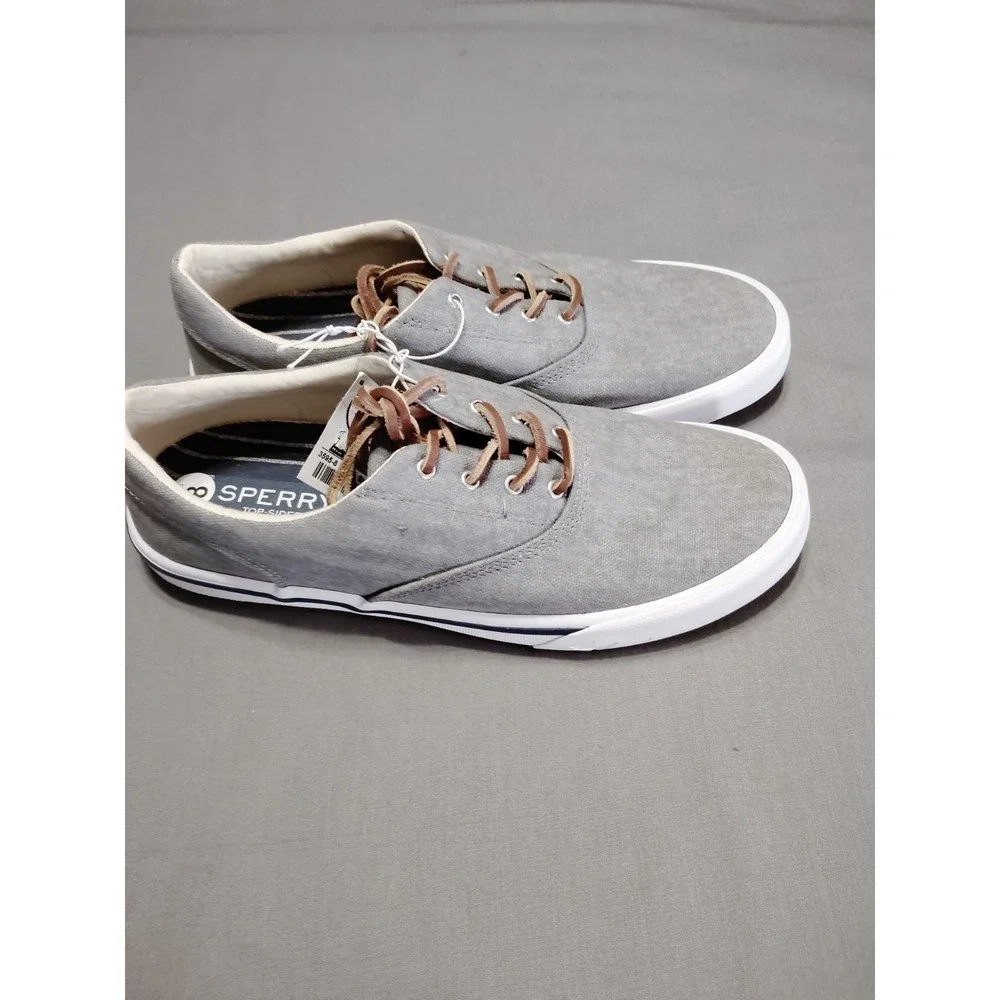 NWT Sperry Boat Shoes Striper II CVO STS17393‎ Gray Preppy Resort Athletic Men 8